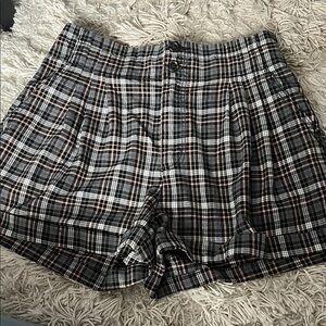 Plaid Women's Shorts - Black and White